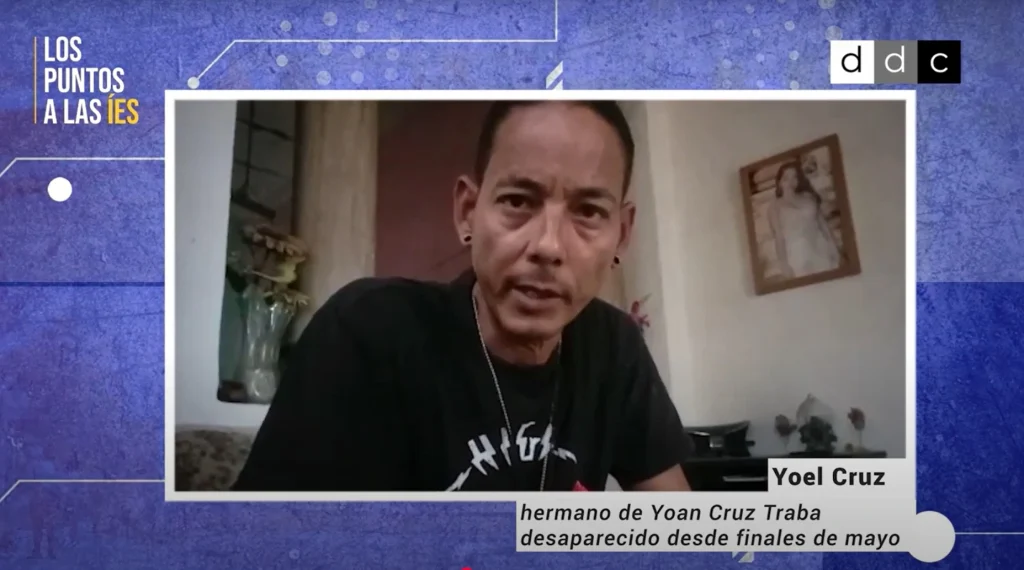 Captura de pantalla de un video publicado por ‘Diario de Cuba’ el 25 de junio, en el que Yoel Cruz interviene para denunciar la supuesta desaparición de su hermano.