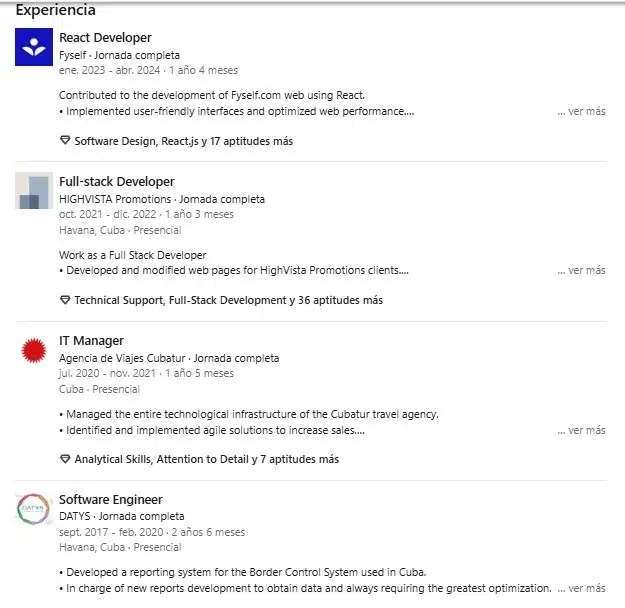 Perfil en LinkedIn de Alejandro Fernández Feitó. Fue eliminado este mismo martes (Capturas de pantalla)