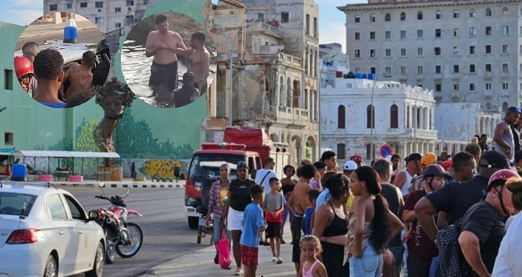 Hombre que robó a un niño en el Malecón habanero es arrestado tras lanzarse al mar para huir de la turba