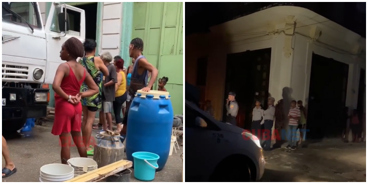 Desesperación en La Habana Vieja: Vecinos bloquean calle para exigir agua tras 36 horas sin electricidad